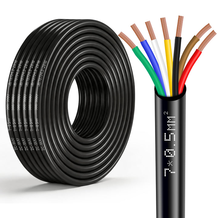 7-adriges Kabel 5M 12V 24V für Anhänger 5m Abschleppseil, 7 * 0.5mm² 5Meter flexibles Verlängerungsk