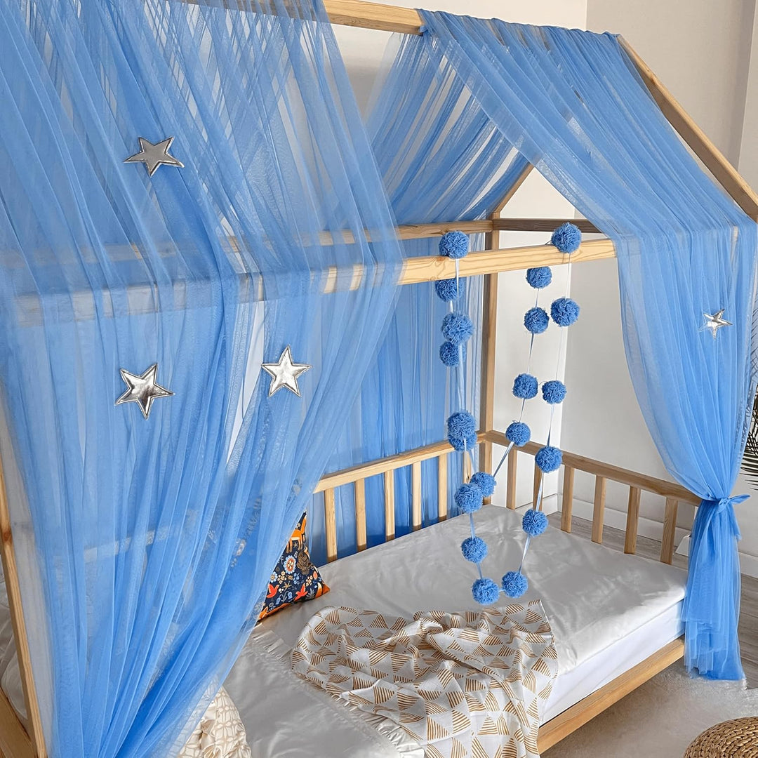 Baby Fancyroom Hausbett Himmel blau Betthimmel Deko Set Kinderzimmer Kinderbett Baldachin Pompongirl