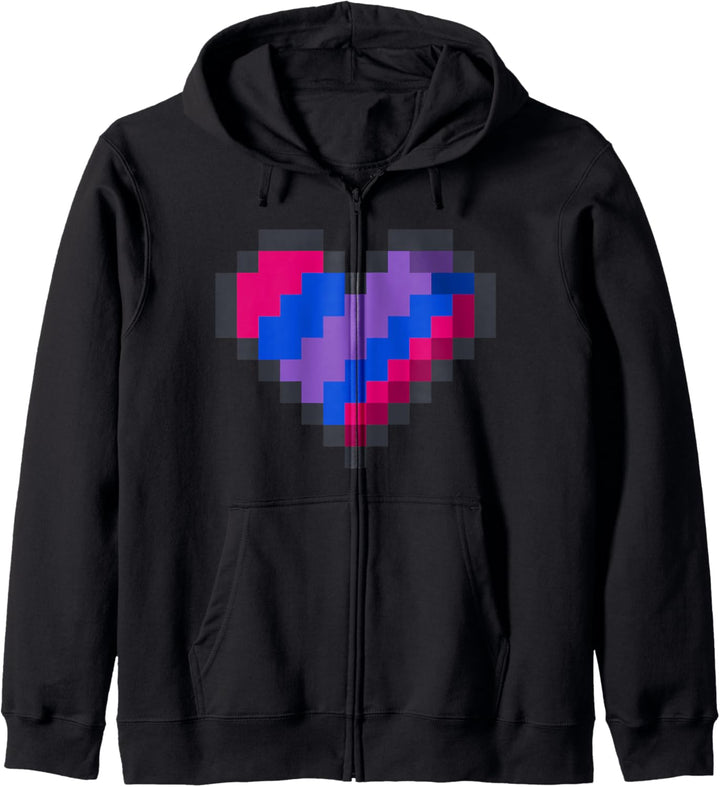 Gaymer LGBT Retro Pride Shirt Bisexual Gamer Pixel Heart Kapuzenjacke