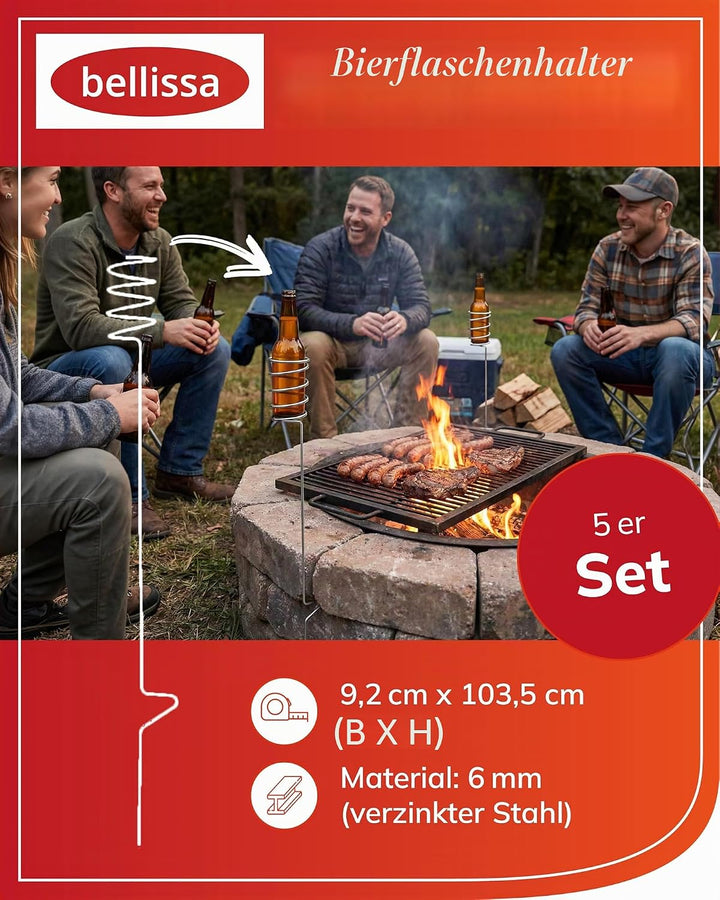 bellissa 5er Set Bierflaschen-Halter – innovativer Getränkehalter Ständer - Halterung für die Bier-F