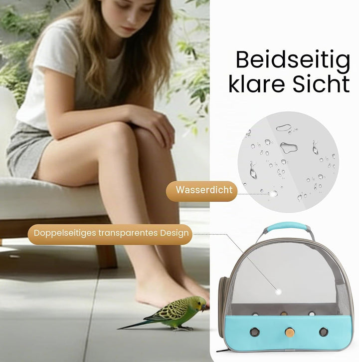 Vogeltrage, tragbare Vogeltasche für Papageien, Sittiche, Wellensittiche, kleine Vögel, mit Edelstah