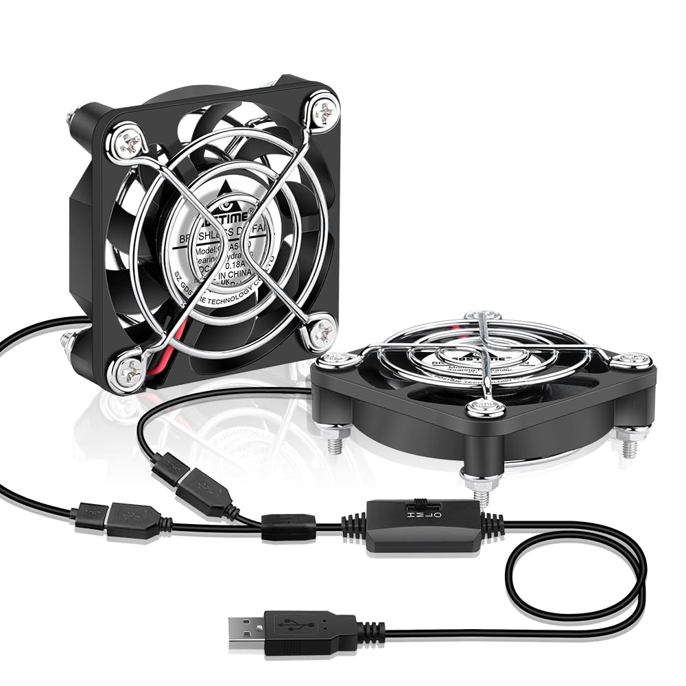 GDSTIME 2 Stück USB Lüfter 50mm 5V PC Lüfter 50mm USB 5010 50 x 50 x 10mm PC Ventilator mit 3 Einste