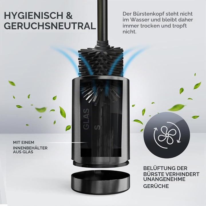 ovimar Toilettenbürste Kniven Gunmetal matt | Silikon Klobürste | Belüftungsfunktion | frei stehend