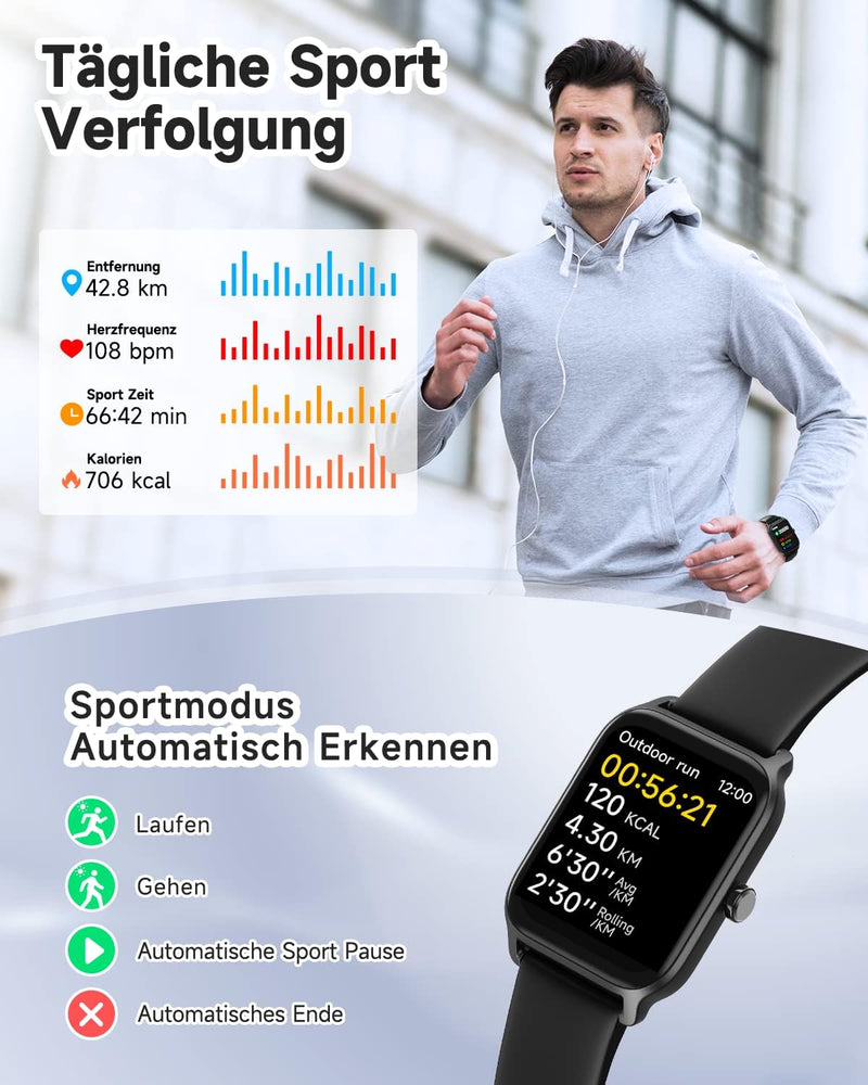 Gydom Smartwatch Herren mit Telefonfunktion Alexa Built-in 1.8" Damen Fitness Tracker 100+ Sportmodi