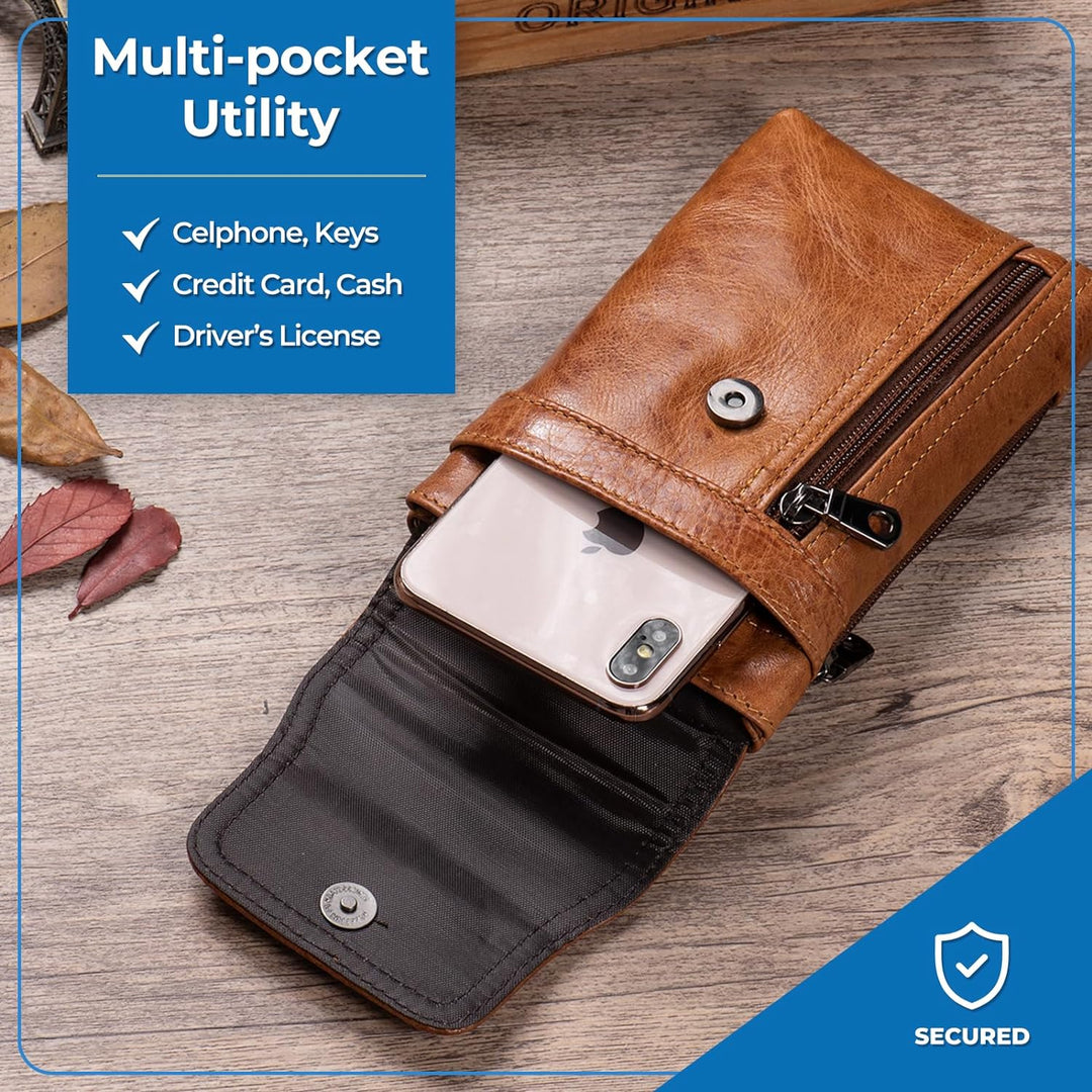 Hengwin Leder Bauchtasche Herren, Telefon Hülle für iPhone 14 Pro Max 14 Plus 13Pro max Gürtelhalter