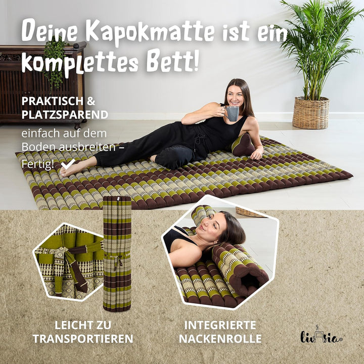 livasia Rollmatte Rollmatratze L-200x110x4,5cm, Gästebett Gästematratze 1 Person, Reisebett Kofferra