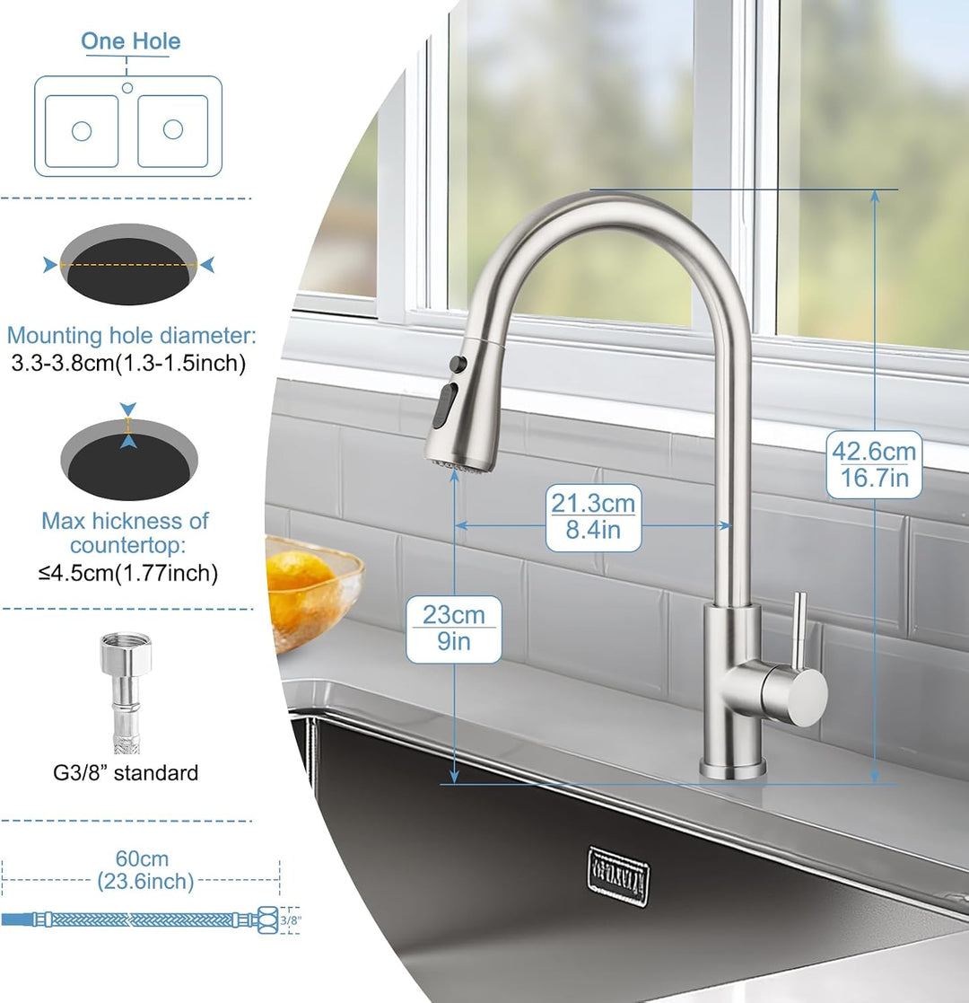 BONADE Wasserhahn Küche, Hochdruck Küchenarmatur mit Herausziehbarer Brause Ausziehbar Armatur, Misc