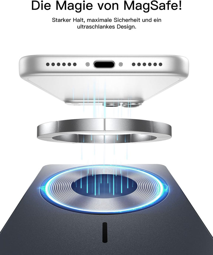 Powerbank Power Bank für MagSafe Slim Dünn 5000mAh Qi2 15W Max Digitalanzeige Schlank Schnellladen M