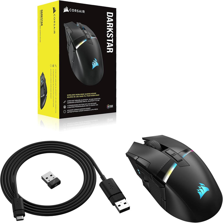 Corsair DARKSTAR Wireless MMO/MOBA Gaming-Maus - 26.000 DPI - 15 Programmierbare Tasten - Bis zu 80