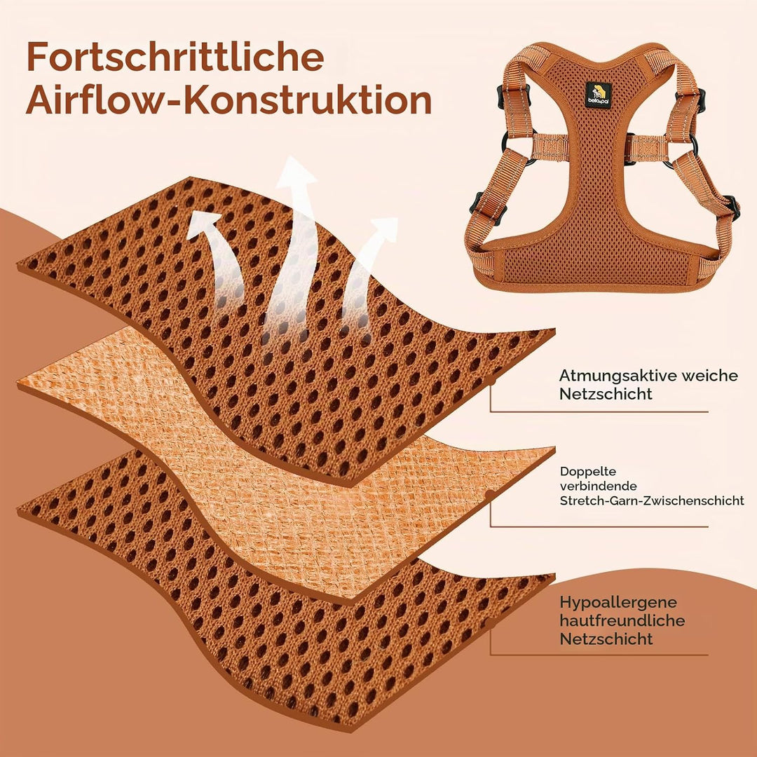 BELLA &amp; PAL Hundegeschirr und Leine Set, Step-in Design mit atmungsaktivem Air-Mesh, reflektierenden