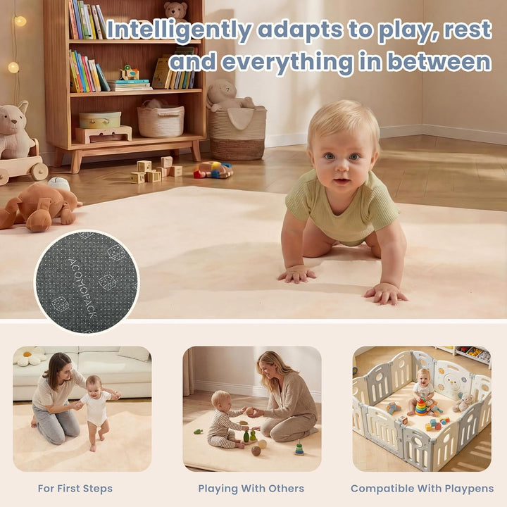ACOMOPACK Baby Spielmatte aus 3cm dickem Memory-Schaumstoff, 180 x 200cm, Kinder Laufstallmatte für