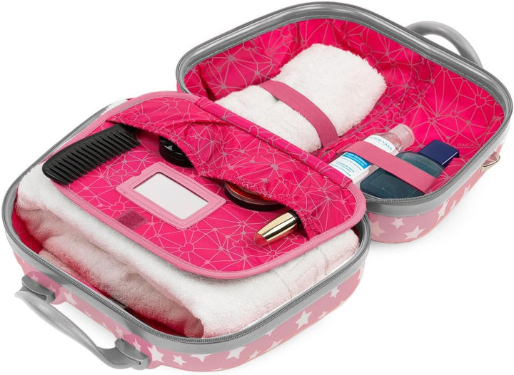 ITACA - Hartschale Kosmetikkoffer jugendlich. Kulturtasche aus Polykarbonat. Spiegel Reissverschluss