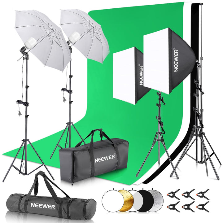 NEEWER Fotografie Beleuchtungsset mit Hintergrund, 8,5x10Fuss Hintergrundständer, 5700K 800W Äquival