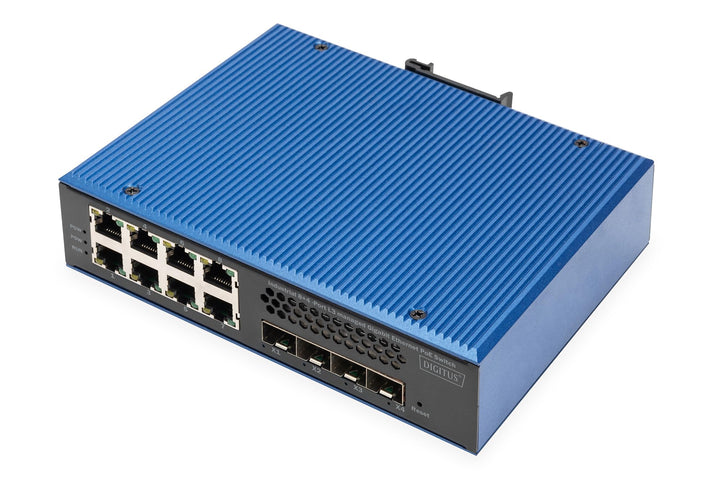 DIGITUS Industrial 8 + 4 10G Uplink Port L3 managed Gigabit Ethernet PoE Switch 8-Port + 4x Uplink S