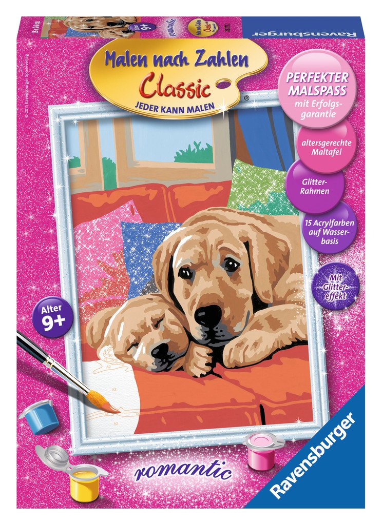 Ravensburger 28272 - Hundeliebe - Malen nach Zahlen mit Glittereffekt, 18 x 24 cm
