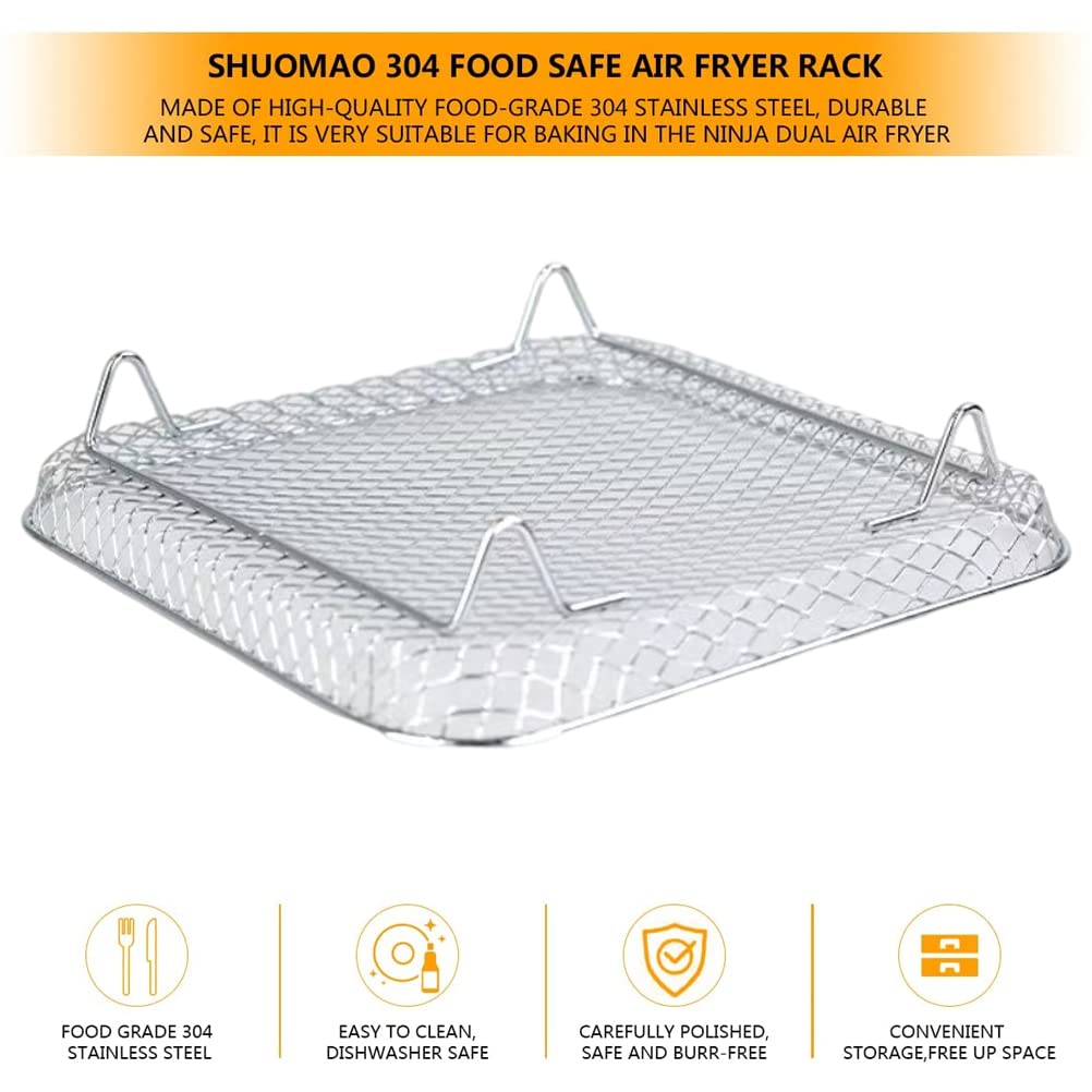 3PCS Air Fryer Rack, Stapelbares Edelstahl Heissluftfritteuse Grillrost Luftfritteuse-Gestell Quadra