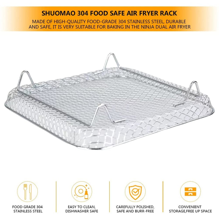 3PCS Air Fryer Rack, Stapelbares Edelstahl Heissluftfritteuse Grillrost Luftfritteuse-Gestell Quadra