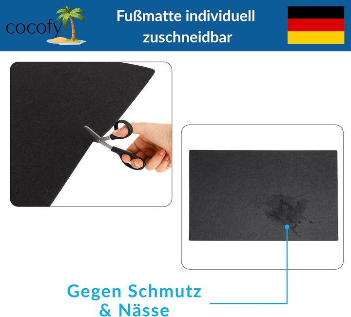 Fussmatte dünn 2 mm extra flach 60x90 cm, Schmutzfangmatte dünn innen, dünne Fussmatte aus Filz mit