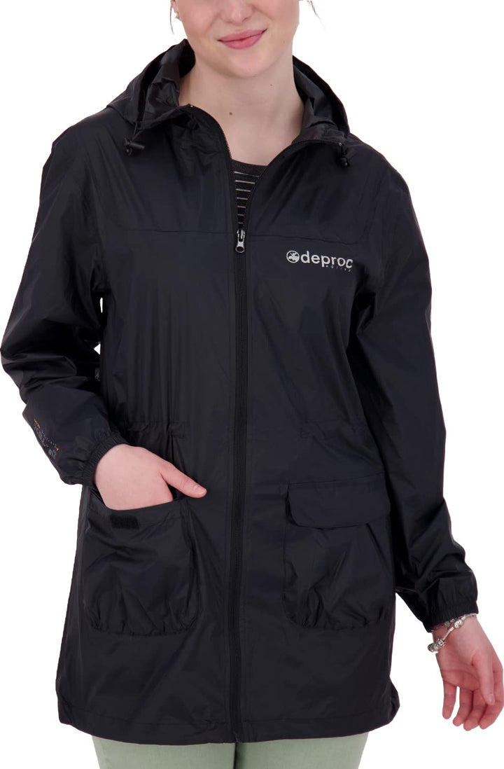 DEPROC-Active Damen Regenmantel Kapuze Wasserdicht Wetterfest Windbreaker Übergangsjacke Lynn Women