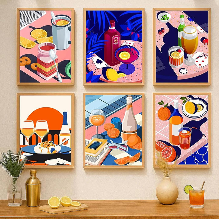 JATOK 6 Stück Malen Nach Zahlen Erwachsene, DIY NachmittagsteeGemälde für Anfänger, Handgemalt Ölgem