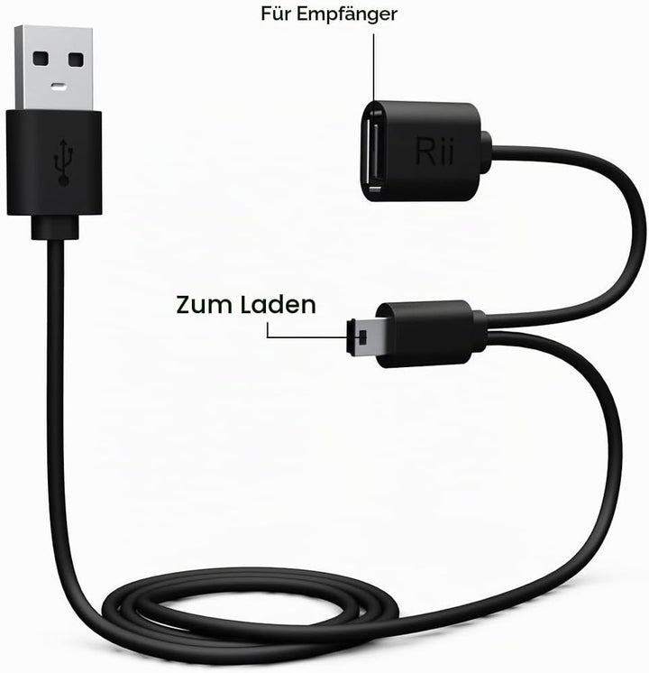 Rii Mini i8 + Wireless (AZERTY) – Mini Tastatur Französische beleuchtetes ergonomisch, kabellos, mit