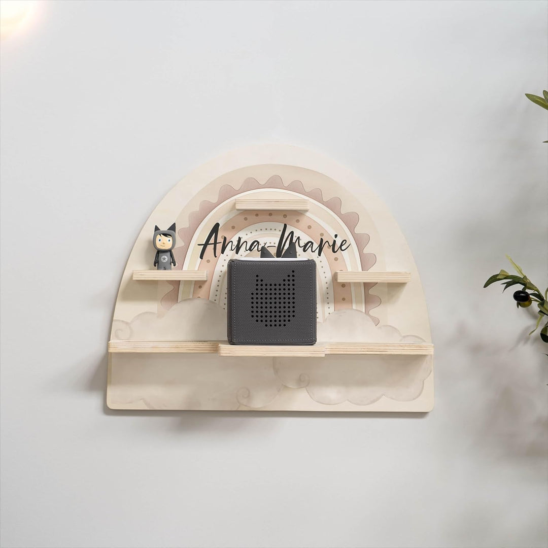 Geschenkfreude Personalisiertes Tonie Regal Mädchen Kinderzimmer - Kinder Wandregal für Tonie Hörfig