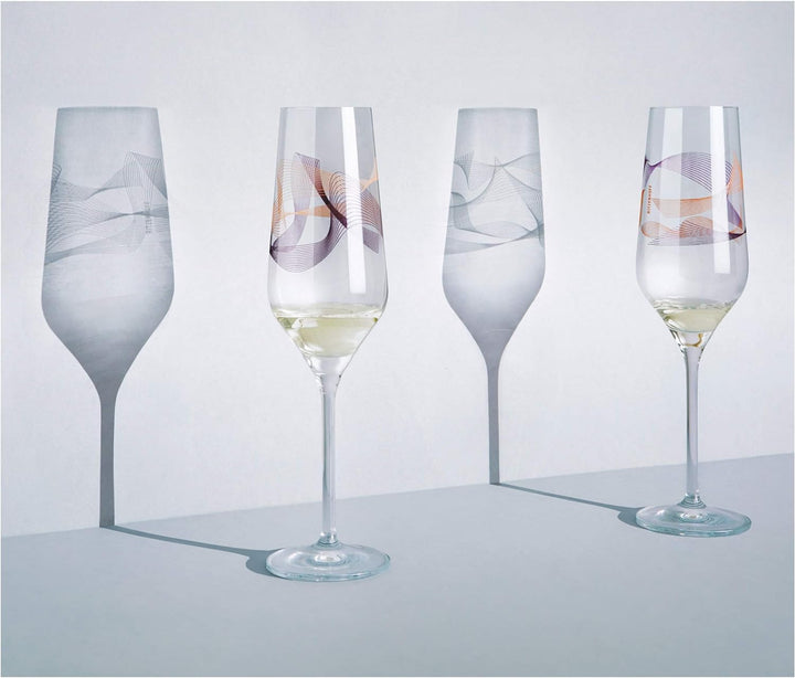 RITZENHOFF 3711001 Champagnerglas 250 ml – Serie Kristallwind Set Nr. 1 – 2 Stück mit Windillustrati