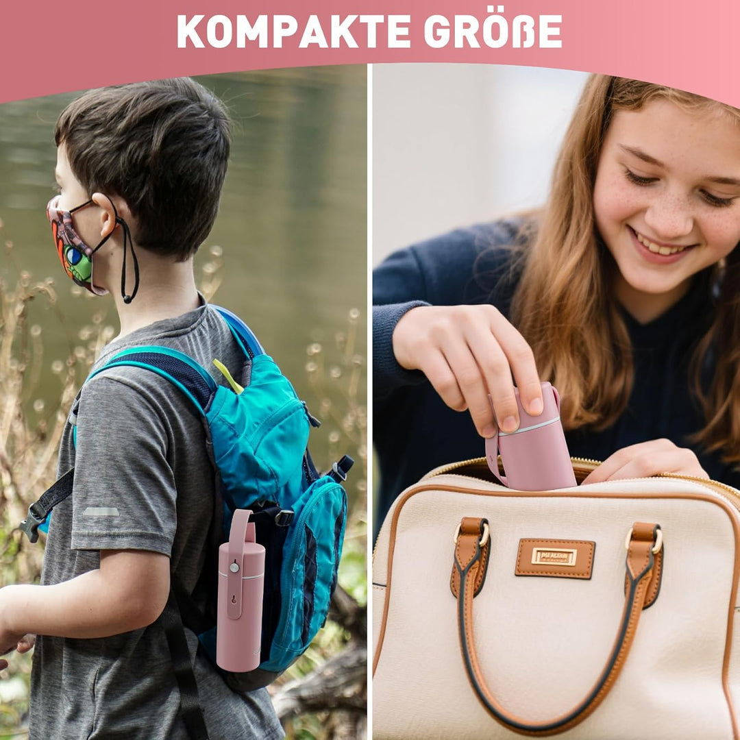 Exllena Trinkflasche Klein 200ml mit Verstellbarer Silikon-Griff – Mini Thermosflasche mit Edelstahl
