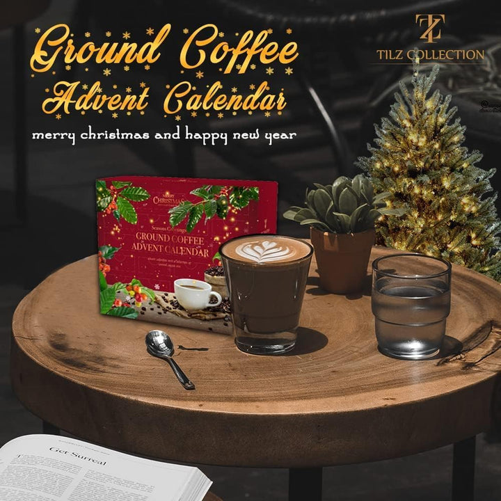 Kaffee-Adventskalender 2025-24 Premium Gourmet-Kaffee Gemahlene Bohnen Verschiedenen Geschmacksricht