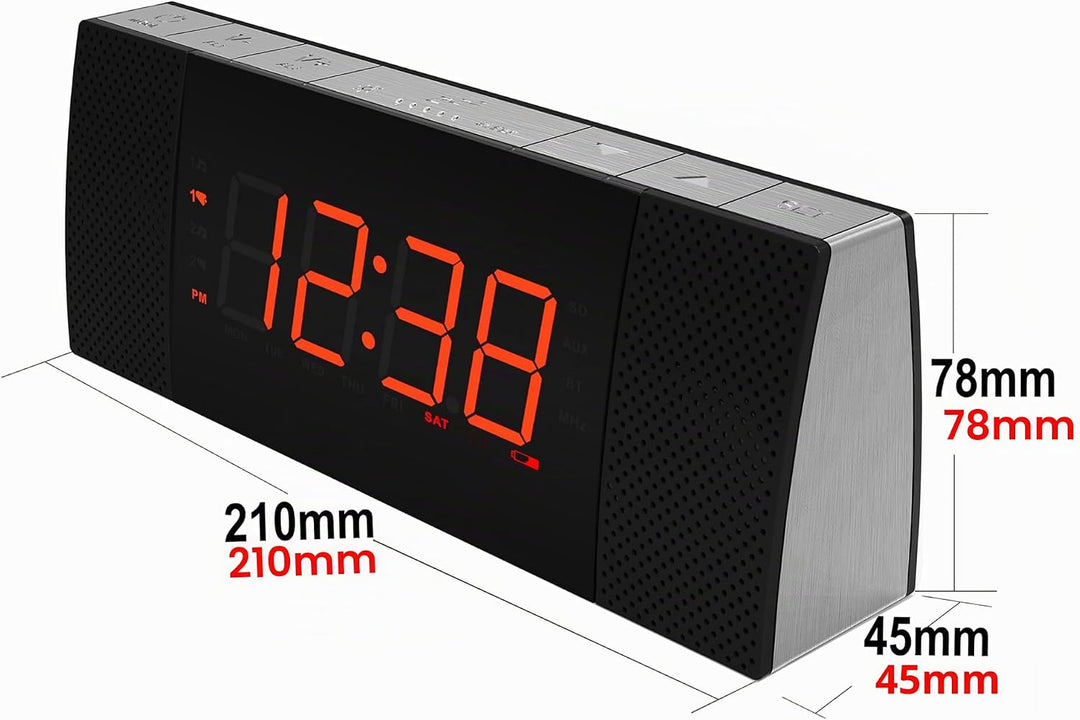 iTOMA RadioWecker mit Bluetooth, FM Radio, Dual Wecker mit Snooze, USB-Aufladung, Auto und manueller