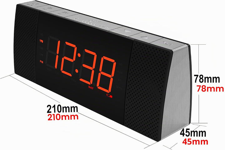 iTOMA RadioWecker mit Bluetooth, FM Radio, Dual Wecker mit Snooze, USB-Aufladung, Auto und manueller