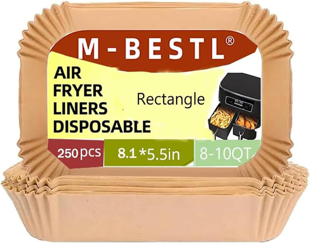 250 Stück Einweg-Backpapier für Heissluftfritteusen mit zwei Körben, 6-10 qt, zum Frittieren und Bac