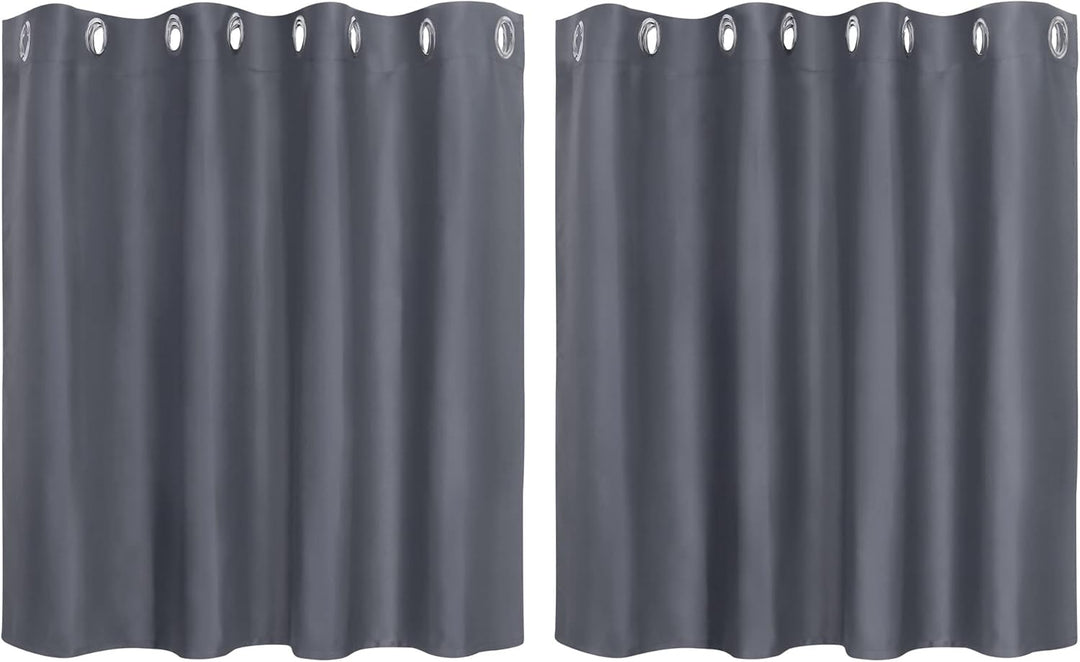 PiccoCasa 2er Set Gardine für Küche Polyester Scheibengardine Kurzgardine Blickdicht Kleine Gardine