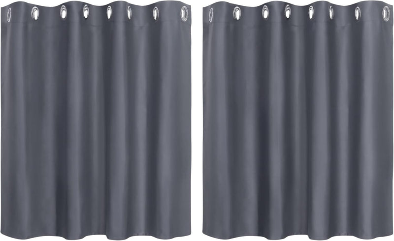 PiccoCasa 2er Set Gardine für Küche Polyester Scheibengardine Kurzgardine Blickdicht Kleine Gardine