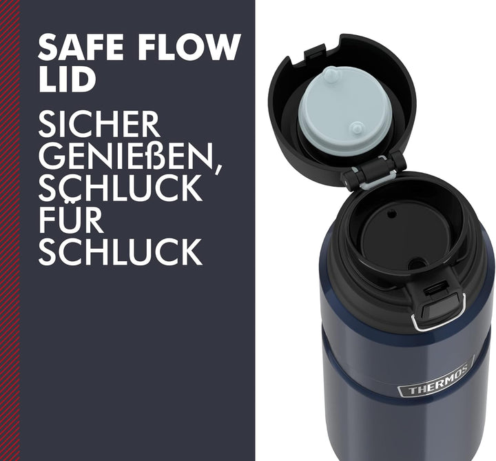 Thermos Stainless King Bottle 0,70l, Midnight Blue, Thermosflasche aus Edelstahl, Safe Flow Lid, spü