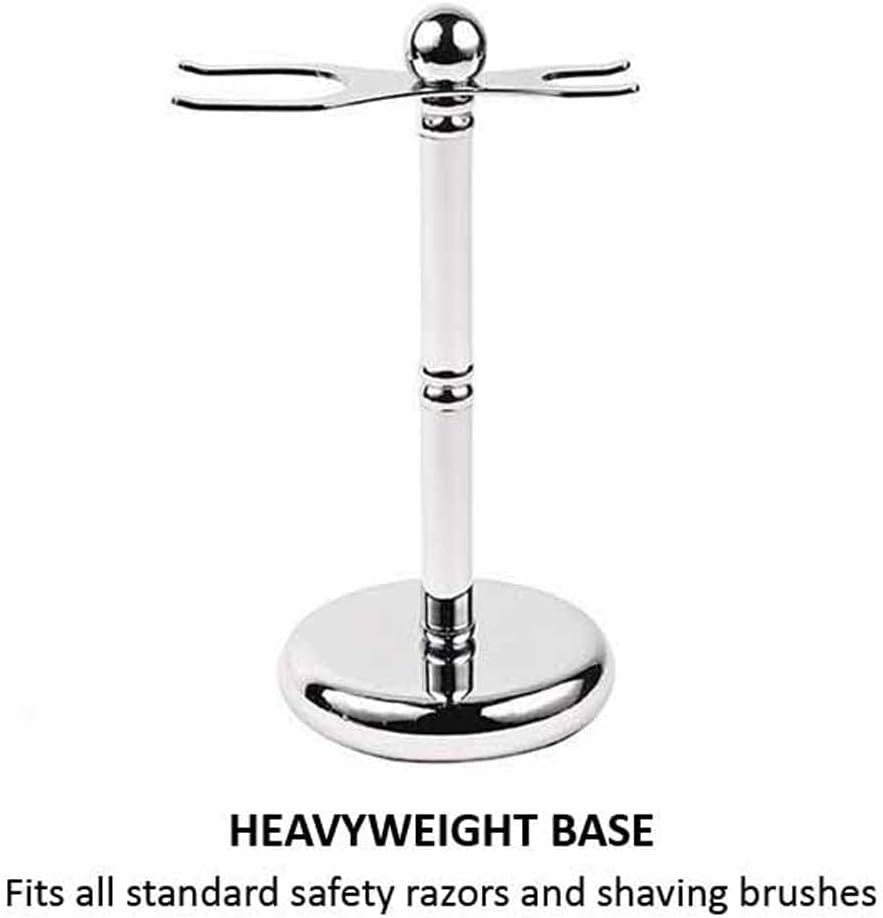 Parker Safety Razor Deluxe 2 Prong Sicherheits-Rasiermesser und Rasierpinsel Rasierständer Aus Chrom