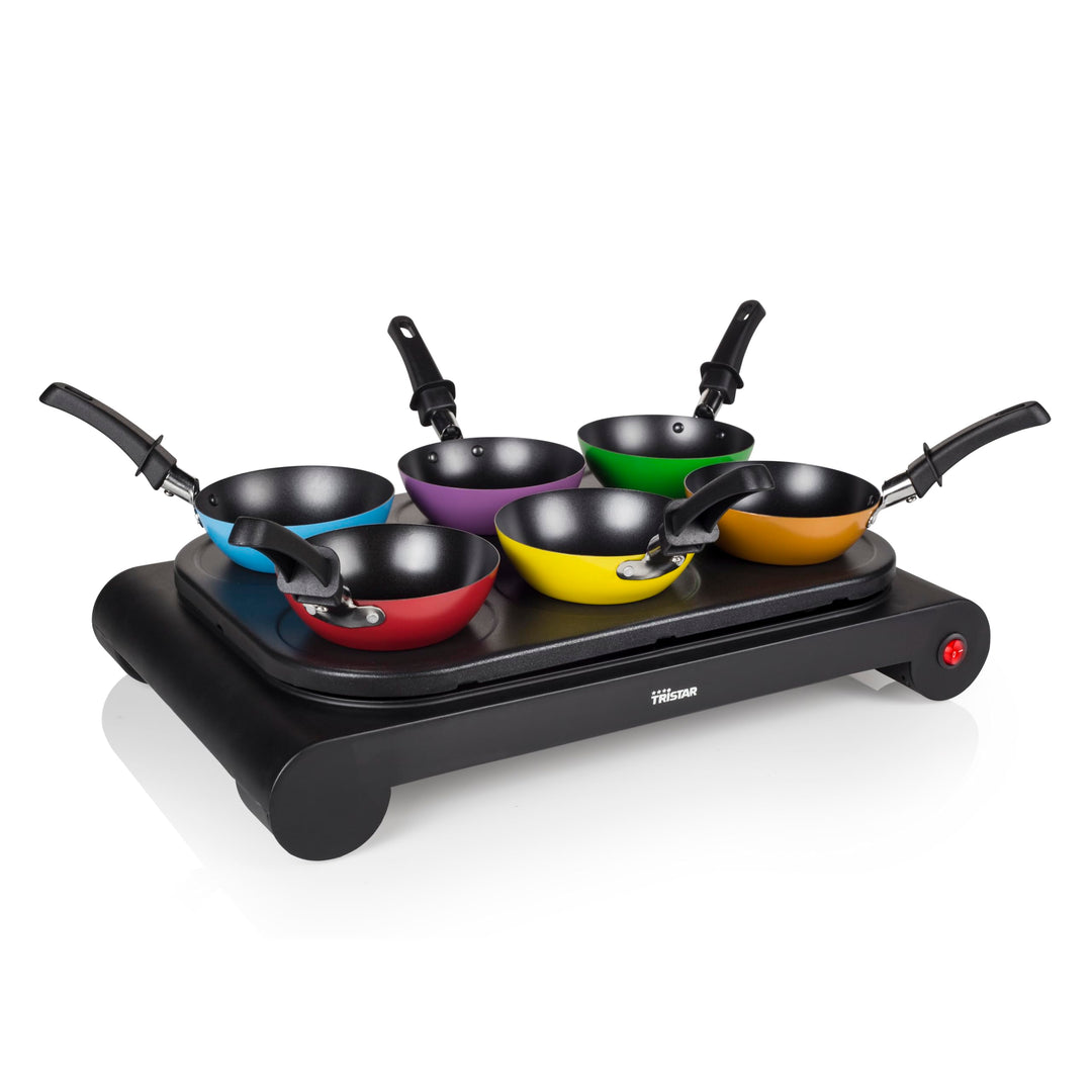 Tristar BP-2827 Party-Wok-Set Auch als Crêpe- und Bratpfanne verwendbar Leistung: 1000 W Schwarz, Sc