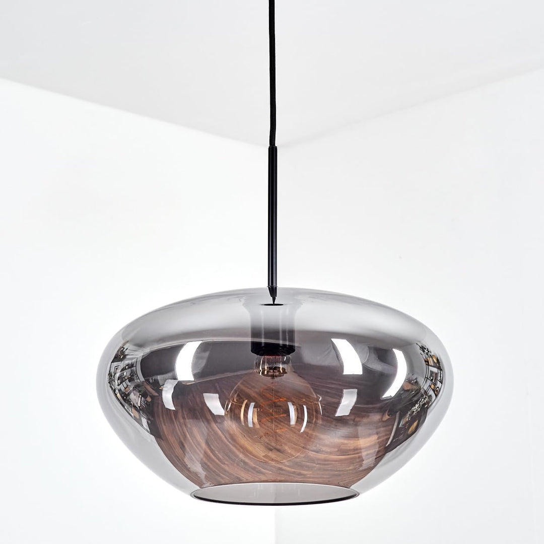 HOFSTEIN Hängeleuchte Mertola, 1-flammige Hängelampe aus Metall/Glas in Schwarz/Rauchfarben, moderne