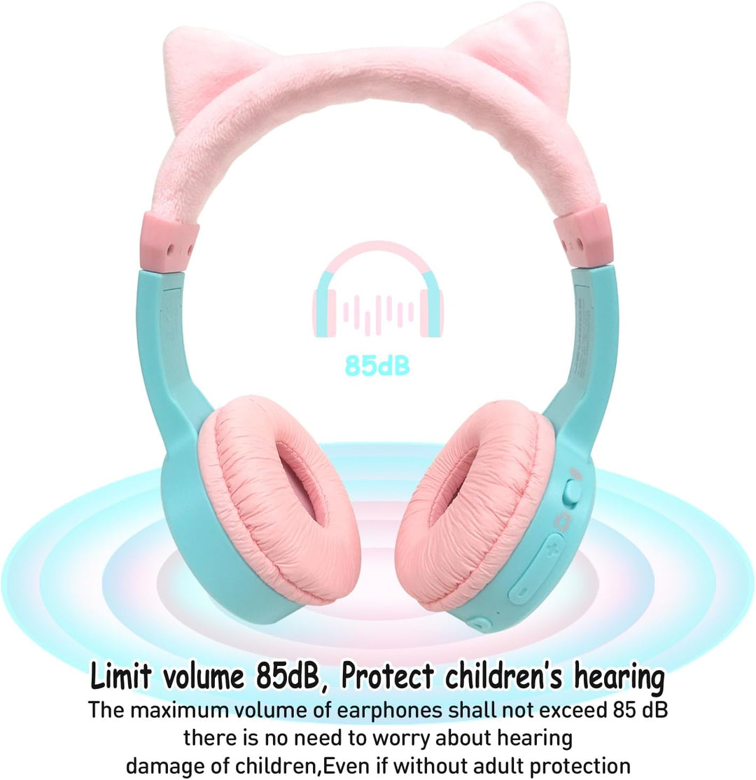 Bluetooth Kopfhörer Kinder, Dinosaurier Kinder Kopfhörer mit Kabel, Mikrofon, 85dB Lautstärkebegrenz