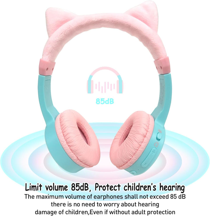 Bluetooth Kopfhörer Kinder, Dinosaurier Kinder Kopfhörer mit Kabel, Mikrofon, 85dB Lautstärkebegrenz