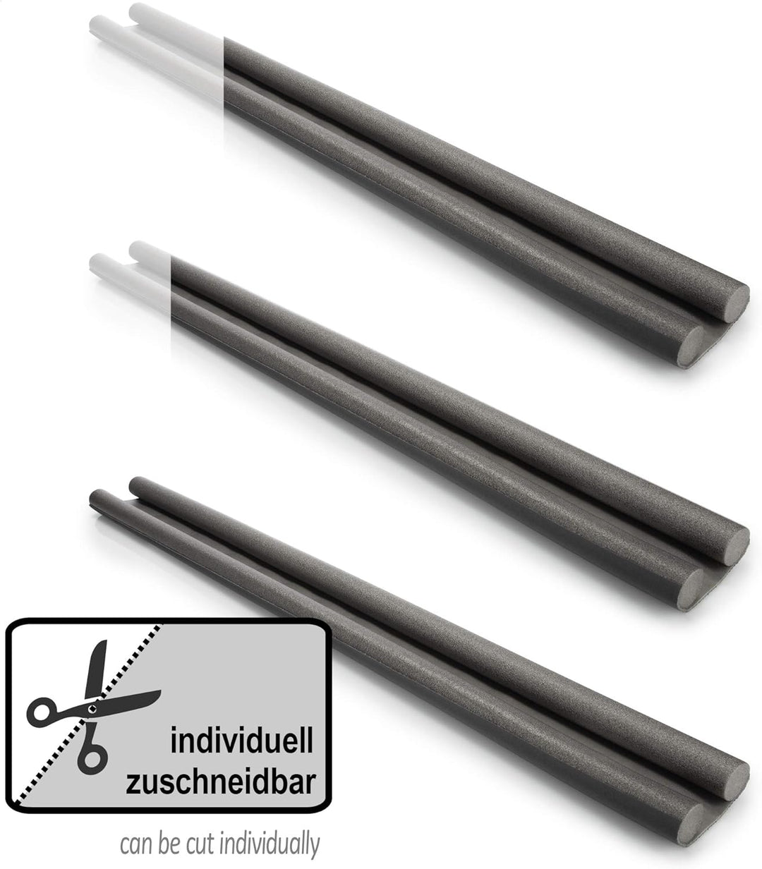 COM-FOUR® 3X Zugluftstopper für die Tür - Türbodendichtung - Luftzugstopper mit Doppeldichtung - Sch