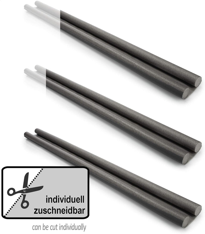 COM-FOUR® 3X Zugluftstopper für die Tür - Türbodendichtung - Luftzugstopper mit Doppeldichtung - Sch