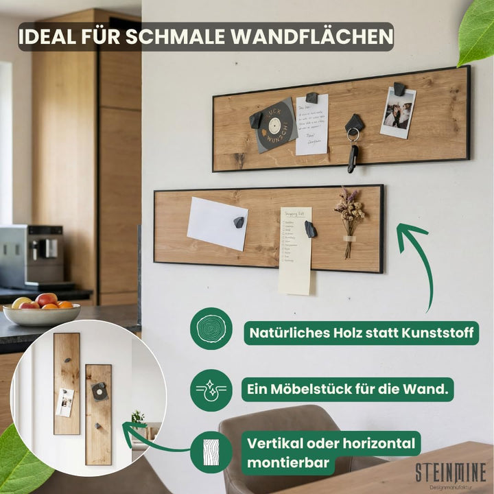 Magnettafel Echt Holz Eiche (Magnetwand+Kreidetafel+Pinnwand+Memoboard) verschiedene Grössen 20x80cm