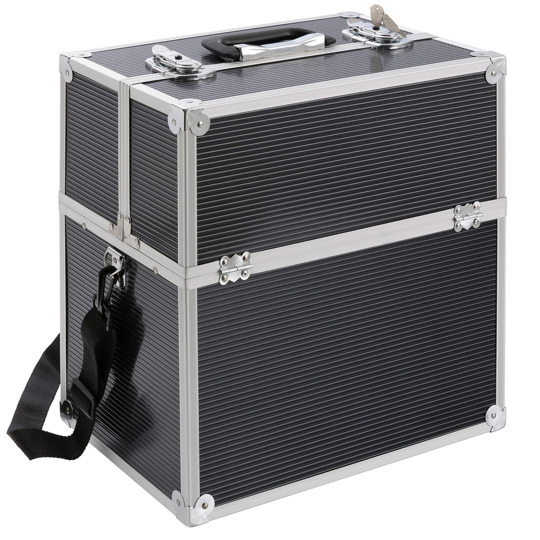Arebos Kosmetikkoffer | 26L | inkl. Tragegurt | 13 Fächer | Aluminium | inkl. Schloss & Schlüssel |