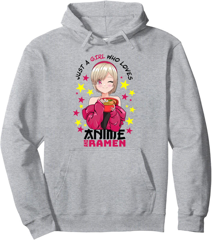 Just A Girl Who Loves Anime And Ramen - Kawaii Manga Otaku Pullover Hoodie