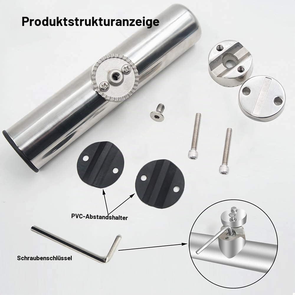 AMYSPORTS Rutenhalter Edelstahl auf Angelrutenhalter für Schienen 3/4" bis 1" 19mm bis 25mm