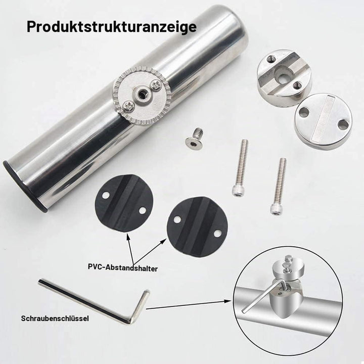 AMYSPORTS Rutenhalter Edelstahl auf Angelrutenhalter für Schienen 3/4" bis 1" 19mm bis 25mm