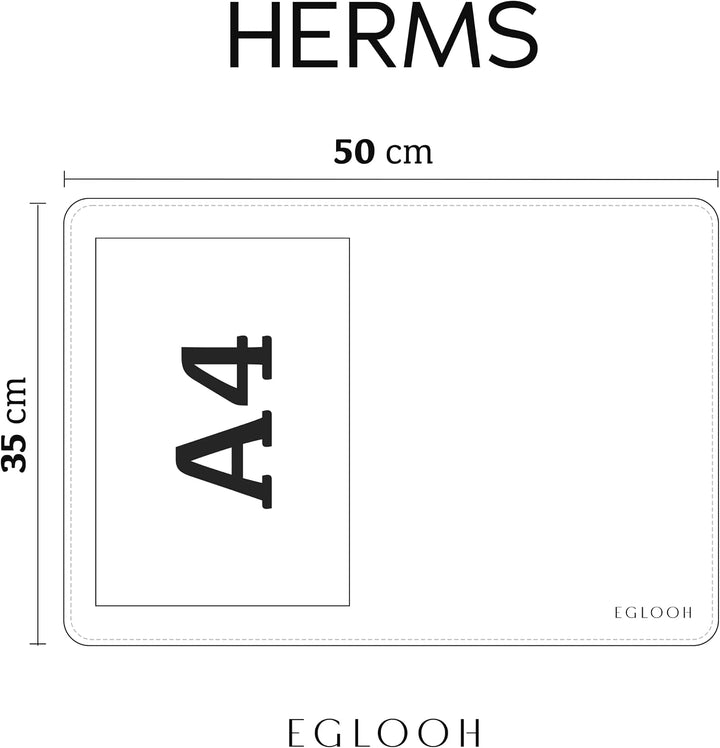 Eglooh - Herms - Schreibtischunterlage aus Leder Taubengrau cm 50x35 - Handwerkliche Nähte und abger