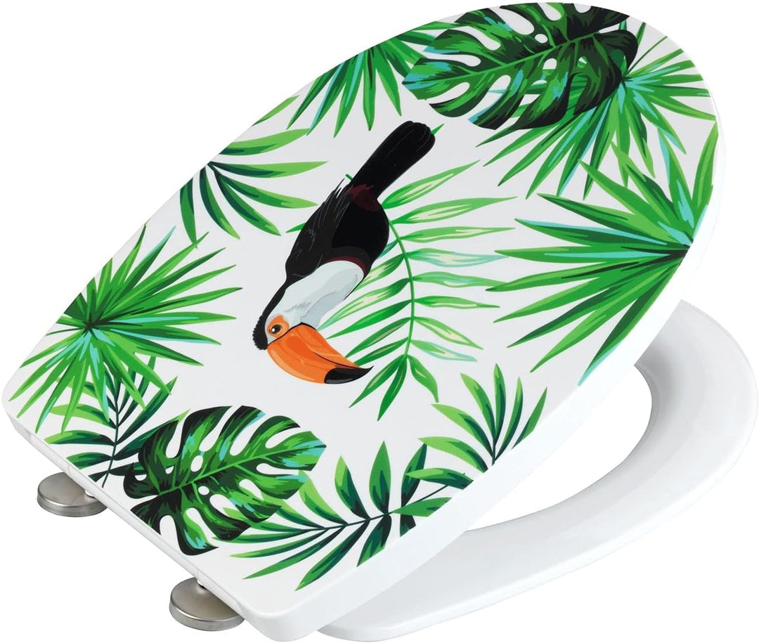 Wenko Premium WC-Sitz Tucan, High Gloss Oberfläche, Toilettendeckel mit Absenkautomatik, aus bruchst