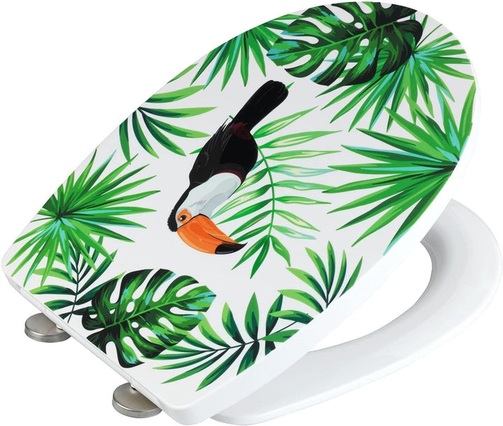 Wenko Premium WC-Sitz Tucan, High Gloss Oberfläche, Toilettendeckel mit Absenkautomatik, aus bruchst